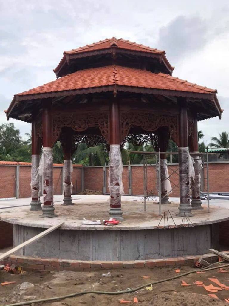 thi công nhà bát giác gỗ Căm xe chuẩn kỹ thuật